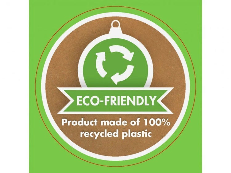 Umweltschutzsiegel für Produkte aus 100 Prozent recyceltem Kunststoff.