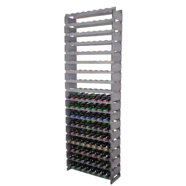 Weinregal VINOTECA FLEX PRO HxBxT 247x84x28cm 144 Flaschen auf 18 Ebenen Massives Kiefernholz Grau