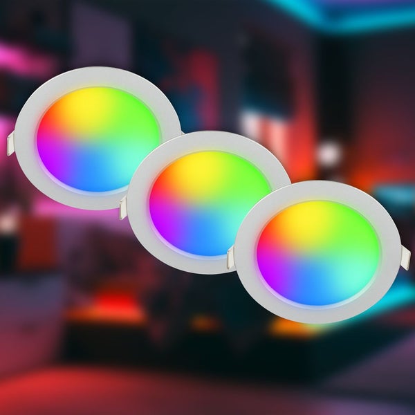 3er Set LED Einbaustrahler Einbauleuchten Spots RGB CCT Dimmbar Fernbedienung