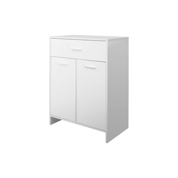ML-Design Badezimmerschrank Weiß, 60 x 80 x 33 cm, Badschrank mit 1 Schublade und 2 Türen, viel Stauraum, Badkommode aus MDF-Holz, Kommode für Badezimmer, Küchenschrank Aufbewahrungsschrank Badmöbel