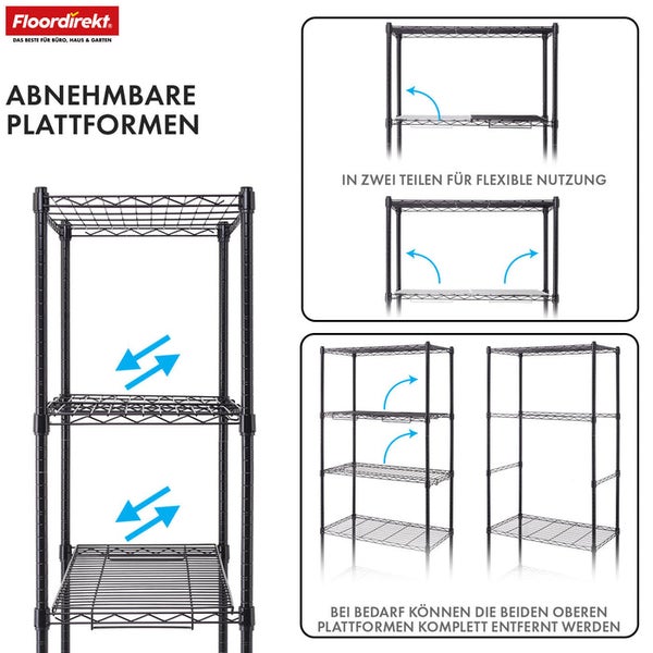Floordirekt Regalsystem mit abnehmbaren Plattformen für flexible Nutzung