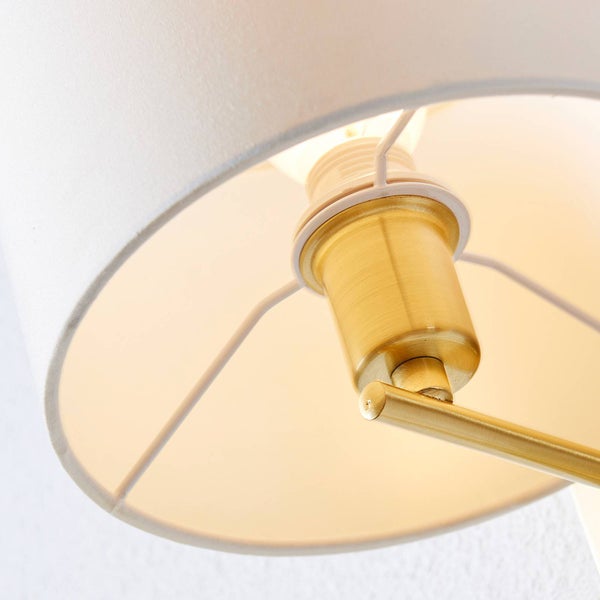 Lindby Wandlampe Textil Messing matt mit LED Leselampe Flexarm, Wandleuchte innen Nachttischlampe Wand Schlafzimmer Wohnzimmerlampe