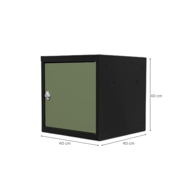 PROREGAL Schließfachwürfel Blocky mit Drehriegelschloss für Vorhängeschloss | HxBxT 40x40x40cm | Anthrazit/Resedagrün | Tresor, Schließfach