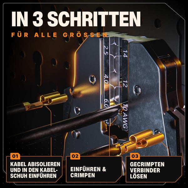 BAURIX® Crimpzange mit Wechselbacken, Crimpzangen Set, Krimpzange für Kabelschuhe, Flachsteckhülsen, Aderendhülsen, Quetschverbinder & Stoßverbinder, Krimpzangenset, Kabelzange, Crimping Pliers