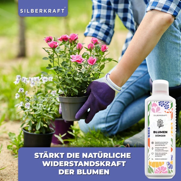 SILBERKRAFT Blumendünger – Mineralischer Flüssigdünger NPK – 1 Liter