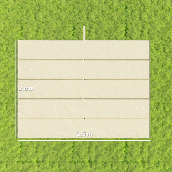 Pool Bodenvlies mit den Maßen 3,5 Meter mal 2,6 Meter.