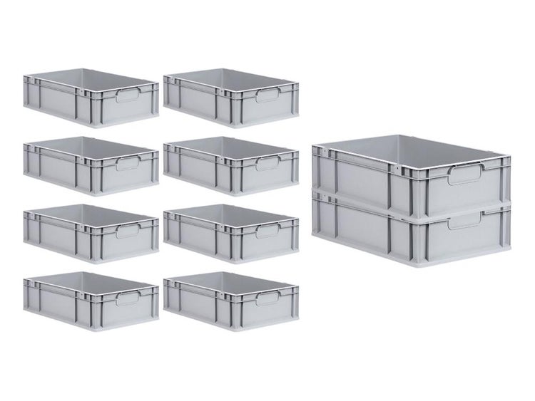 PROREGAL Spar Set 10x Eurobox Nextgen Economy Griffe Geschlossen HxBxT 17 x 40 x 60 cm 34 Liter Eurobehälter Transportbox Transportbehälter