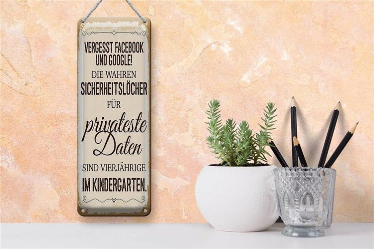 Blechschild Spruch Vergesst Facebook und Google 10x27cm Dekoration