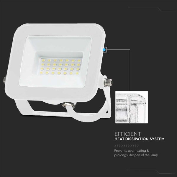 LED-Scheinwerfer - Samsung - IP65 - Weißes Gehäuse - 20 Watt - 1620 Lumen - 4000K - 5 Jahre