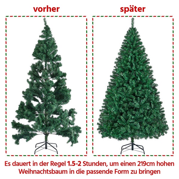 Vorher und Nachher: Künstlicher Weihnachtsbaum vor und nach dem Formen.