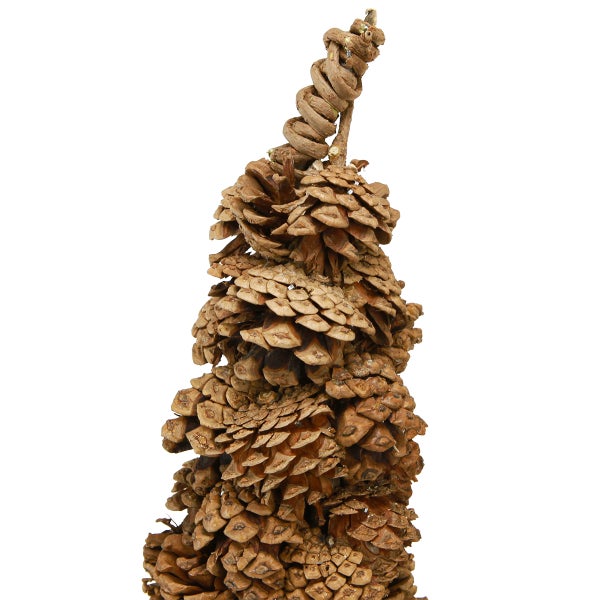 Dekorative Girlande aus Tannenzapfen und gewundenen Zweigen