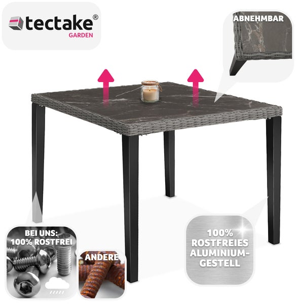 Tectake Logo Gartentisch mit abnehmbarer Tischplatte und rostfreiem Aluminiumgestell