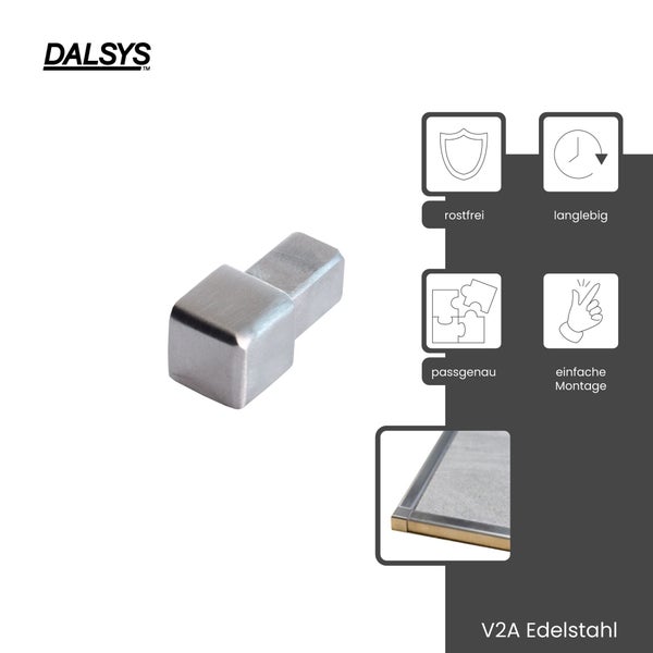 DALSYS Endstück für Fliesenprofile aus V2A Edelstahl, rostfrei, langlebig, passgenau und einfache Montage.