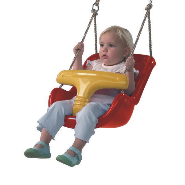 WICKEY Schaukel Zubehör Babysitz unterteilt ( 2 Teile ) Spielturm, Schaukelgestell oder Klettergerüst – Rot-Gelb