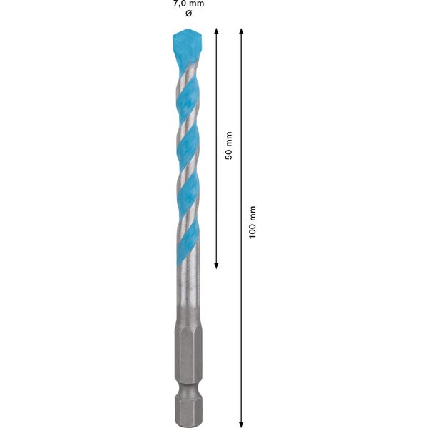 7,0 mm Steinbohrer mit einer Länge von 100 mm