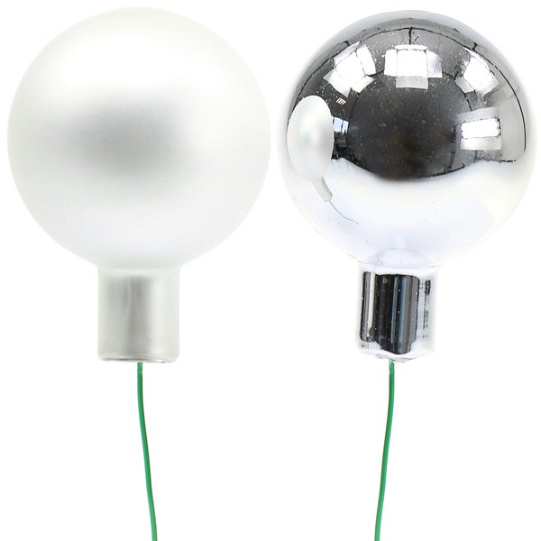 Zwei Christbaumkugel-Picks in Silber und Chrom