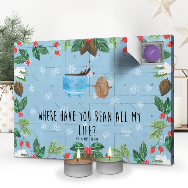 Mr. & Mrs. Panda Duftkerzen Adventskalender Kaffee Bohne - Blau Pastell