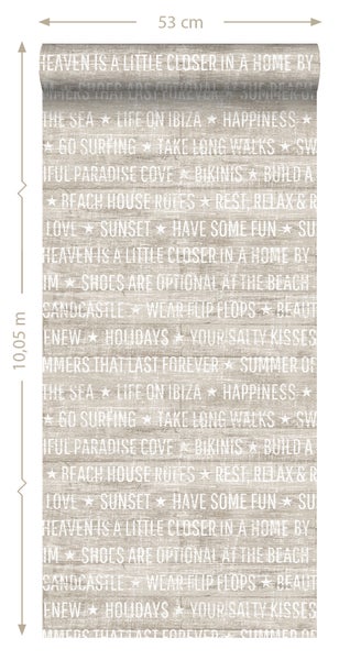 Tapete mit dem Aufdruck Meer, Leben auf Ibiza und Glück, 53 cm x 10,05 m