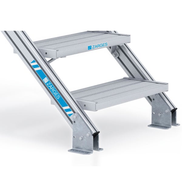 Zarges Logo Aluminiumtreppe mit zwei Stufen