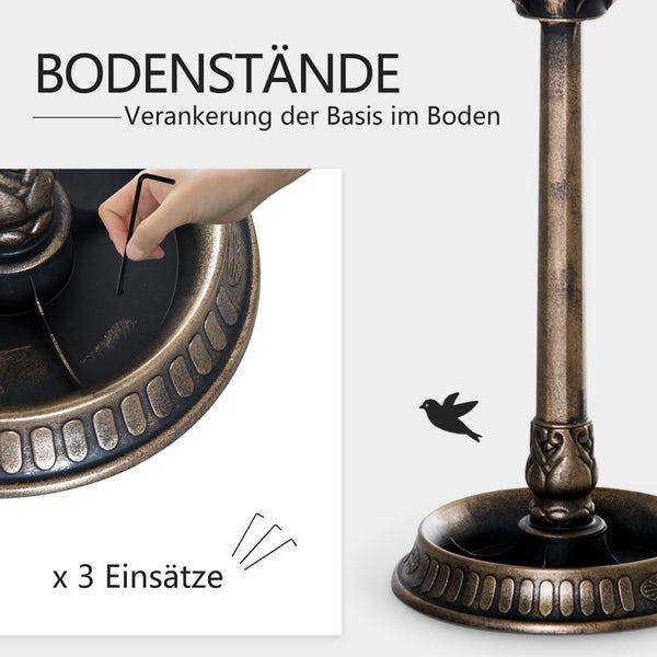 Bodenständer mit Verankerung im Boden durch drei Einsätze und einen Montageschlüssel.