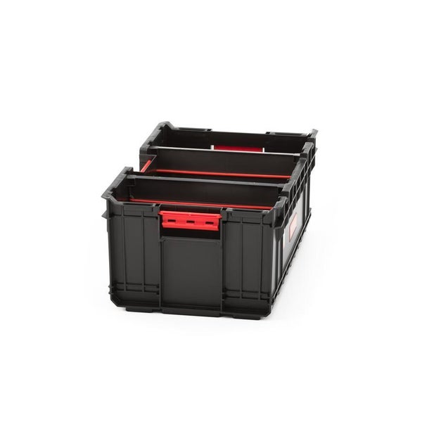 PROREGAL QBRICK Werkzeugkasten One HxBxT 29,5 x 53,5 x 22 cm 52 Liter Traglast Bis Zu 120 kg Mit Deck & Frontgriff Mit Klemmverschlüsse Schwarz