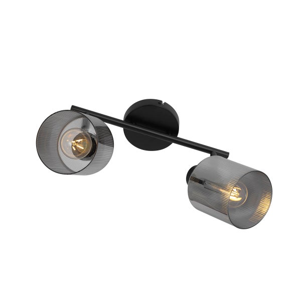 Wandleuchte mit zwei Lampen und Glasschirmen