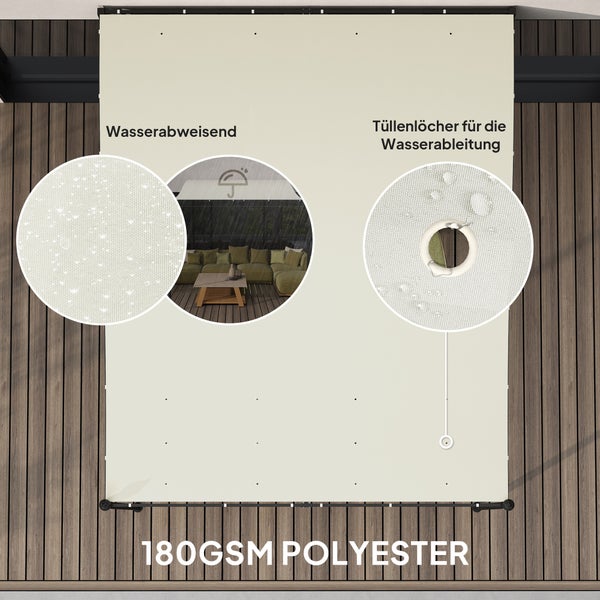 Outsunny Anbaupavillon Pergola mit Dach, Wasserabweisend Pavillon Vordach, freistehend Gartenpavillon Terrassenpavillon Überdachung Sonnenschutz für Terrasse Garten ca. 2,5x3x2,5 m Cremeweiß