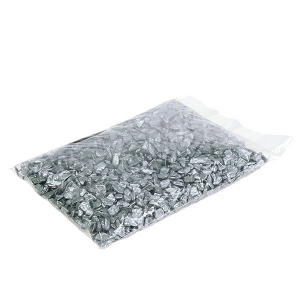 Dekosteine in Silber, verpackt in einem transparenten Beutel.