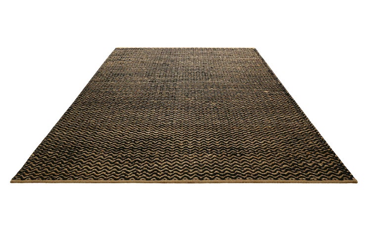 Kelim Teppich Schwarz Beige aus Naturfasern Montpellier Green Looop 130x190 cm
