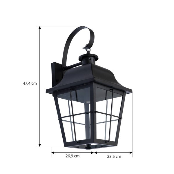 Lindby Wandleuchte außen Mertollio (Retro, Vintage Antik) in Schwarz aus Metall (1 flammig E27) - Außenwandleuchten Wandlampe Led Außenlampe Outdoor für Außenwand/Hauswand Haus