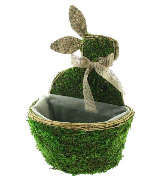 FRANK FLECHTWAREN | Moospflanzer Hase, MOOS, METALL, JUTE, KUNSTSTOFF, 23 x 15 x 33 cm