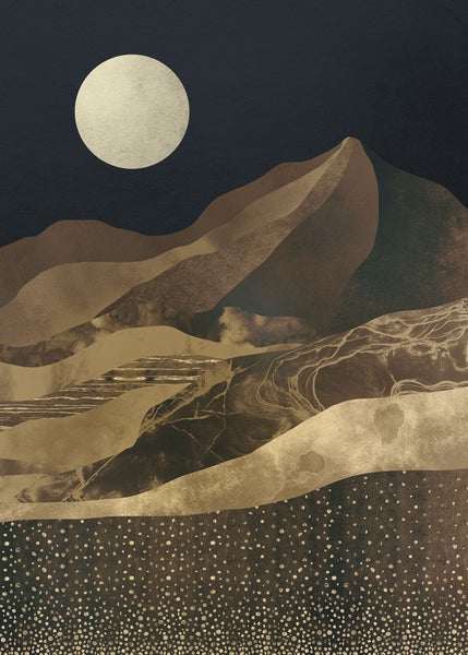 Illustration einer Berglandschaft mit Mond