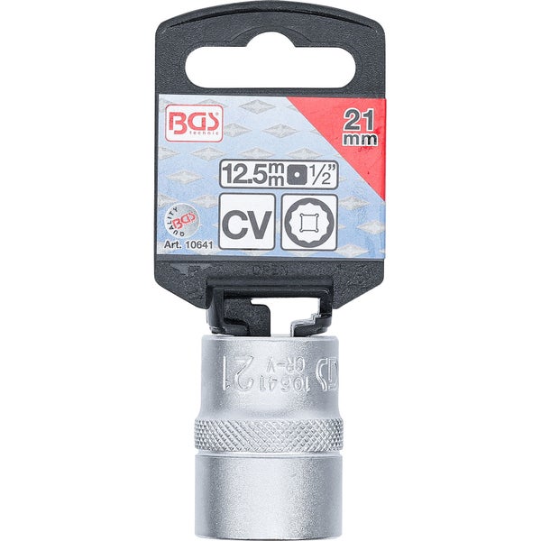 BGS Steckschlüssel-Einsatz Zwölfkant Antrieb Innenvierkant 12,5 mm (1/2) SW 21 mm - 10641