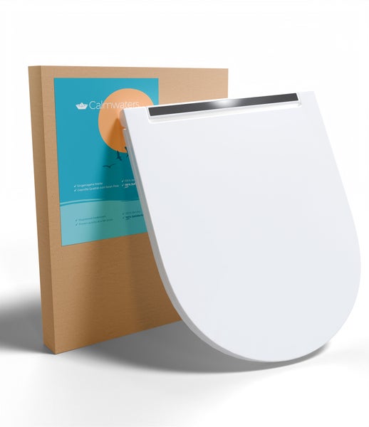 Calmwaters WC Sitz mit Deckel vor der Produktverpackung