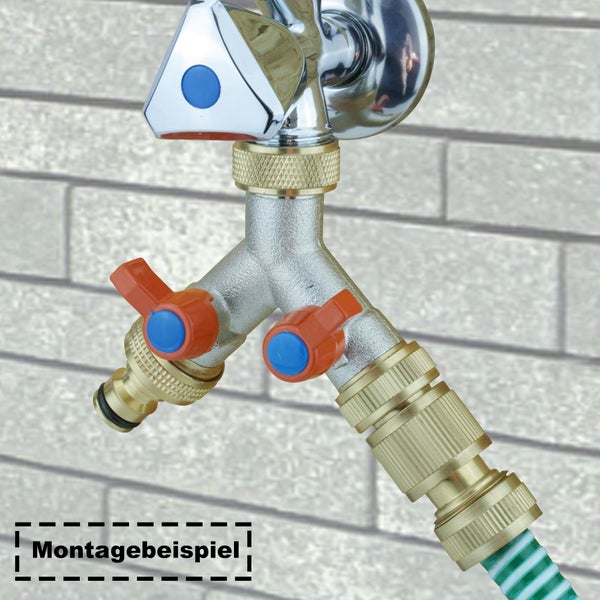 V-Y2H. Y-Verteiler 2-Wege mit Absperhähnen 3/4IG - 2x3/4AG (Messing / Y-Form)