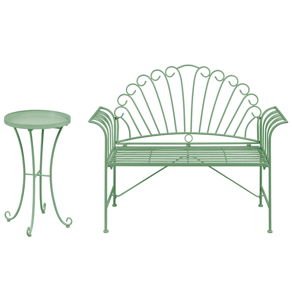 Gartenbank und Beistelltisch aus Metall