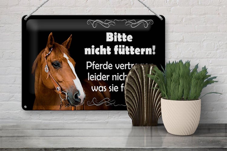 Blechschild Spruch 30x20cm bitte nicht füttern Pferde
