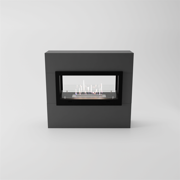 GLOW FIRE Ethanol Kamin 'Ulstein' | Ethanolofen in Grau mit 3 Std. Brenndauer und 2 KW Heizleistung | BxHxT: 110x100x30 cm