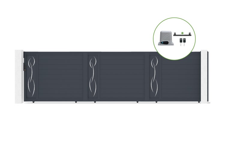 Schiebetor 6m LIFE H.160cm Aluminium + RANGER C300 Motorisierung
