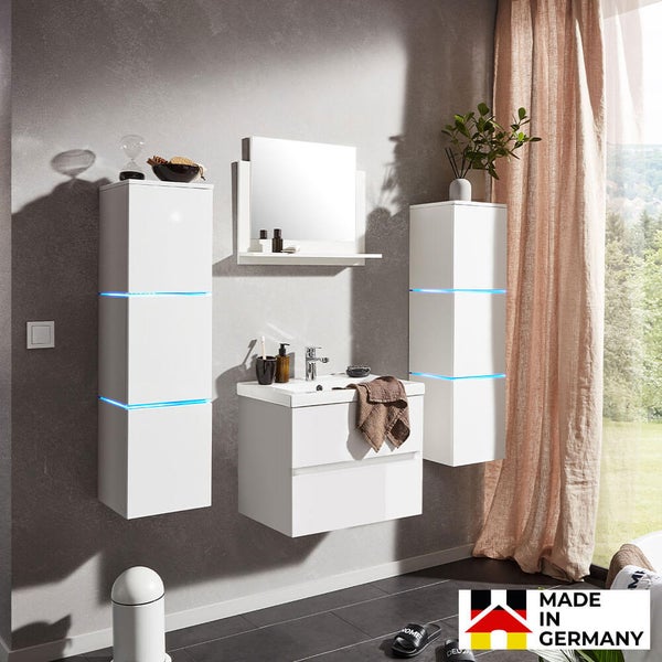 Home Deluxe - Badmöbel - Set - WANGEROOGE Deluxe – Größe: XL, Farbe: Weiß, Breite Waschbecken: ca. 60 cm I Badezimmermöbel Waschtisch Waschbecken