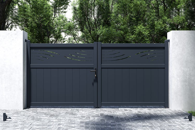 Doppelflügeltor aus Aluminium 3m HALTI 300B140 Grau
