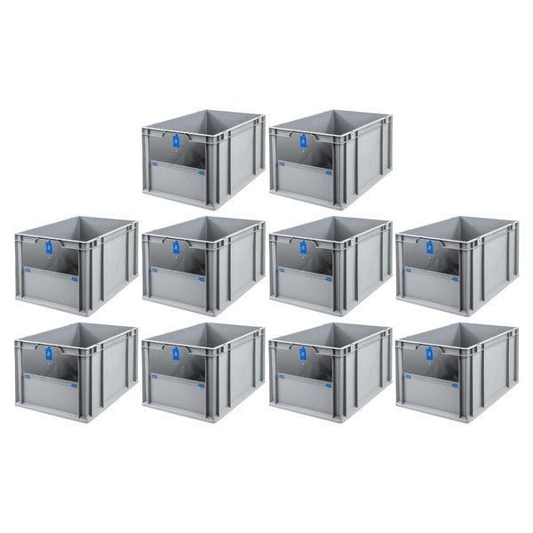 PROREGAL SparSet 10x Eurobox NextGen Insight Cover HxBxT 32 x 40 x 60 65 Liter Hoch/Blau Eurobehälter Transportbox