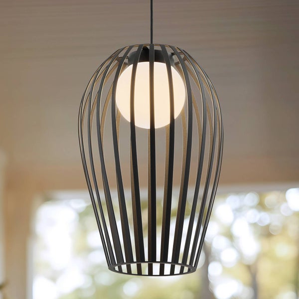 Lucande Außenleuchte Marrin (spritzwassergeschützt (Modern) in Schwarz aus Metall (1 flammig, E27) - Pendelleuchte außen Wohnzimmerleuchte