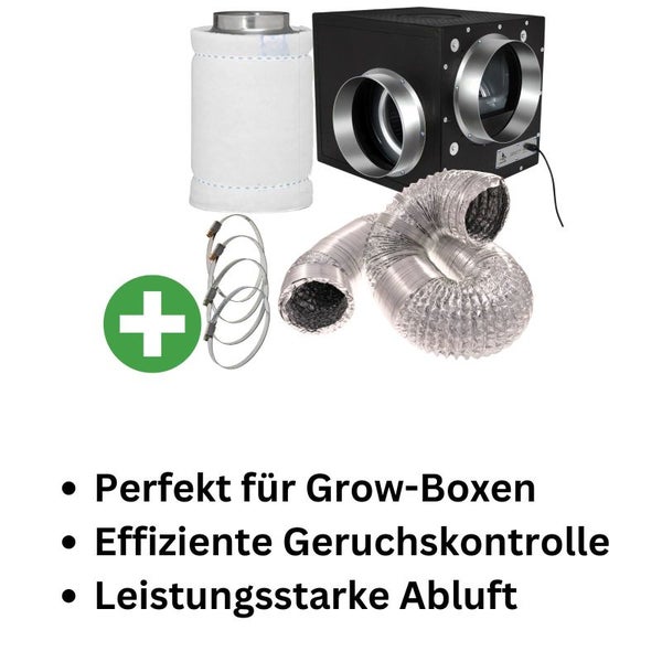 Grow Abluft Set 1200 m³/h – Extrem Leise, Komplettsystem mit Aktivkohlefilter, 250 mm Anschluss & einfacher Montage für effiziente Belüftung und Geruchskontrolle