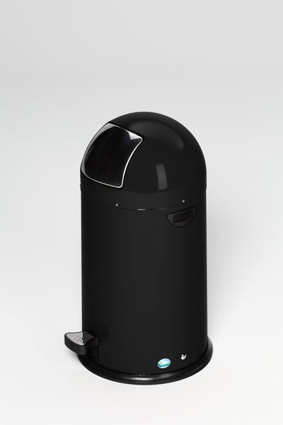 PROREGAL Klassischer Abfallsammler Mit Einwurfklappe Inneneinsatz Fußpedal 22 Liter HxBxT 64 x 40 x 40 cm Verzinkter Stahl Schwarz