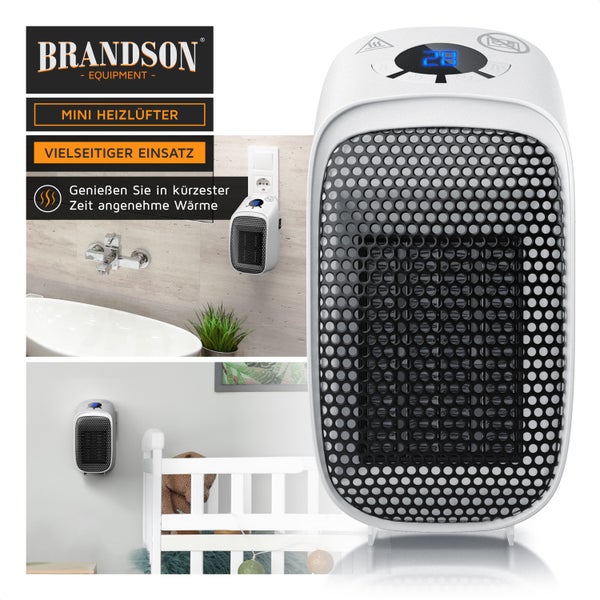 Brandson Steckdosen Heizlüfter 400W, Mini Keramik Heizung, Digitalanzeige, energiesparend, Thermostat, Überhitzungsschutz, Automatische Abschaltung
