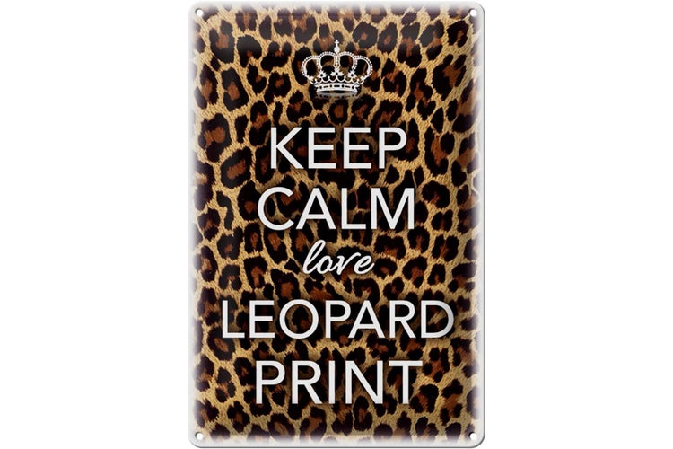 Blechschild Spruch 20x30cm Keep Calm love leopard print