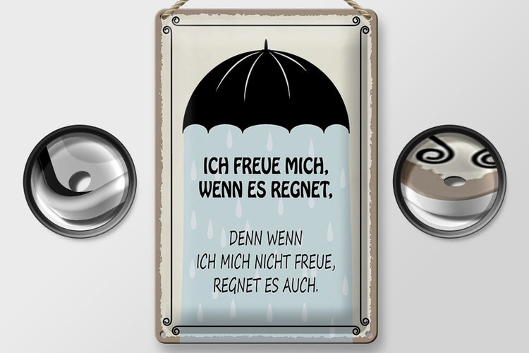 Blechschild Spruch 20x30cm ich freue mich wenn es regnet
