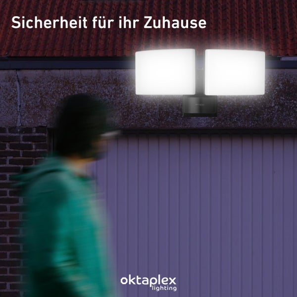 Cali Dos LED Strahler Außen 40W 2 Köpfe Flutlicht IP65 3000K warmweiß Außenbeleuchtung Außenstrahler anthrazit