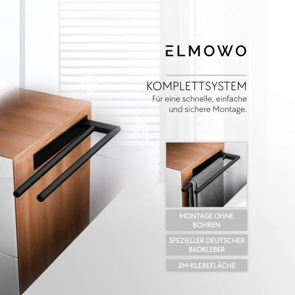 Doppel Handtuchhalter zur Klebemontage ohne Bohren von Elmowo für das Badezimmer.